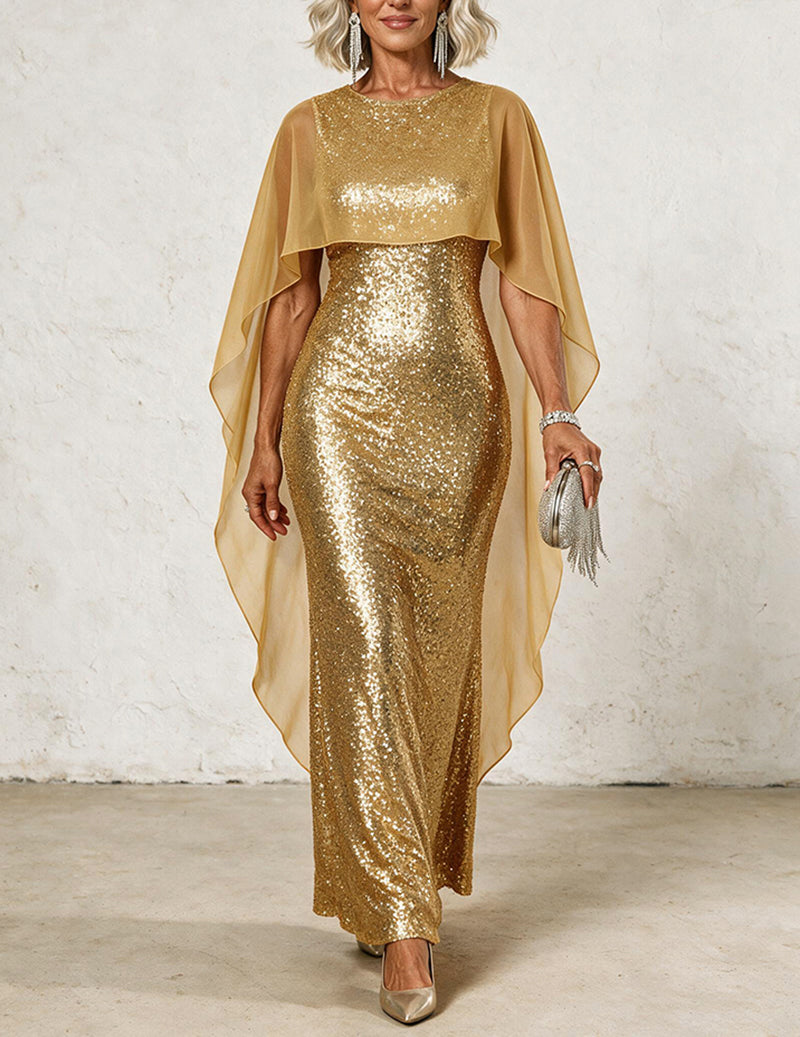 ekouaer-sequin-cape-maxikleid-rosa-pailletten-chiffon image 6
