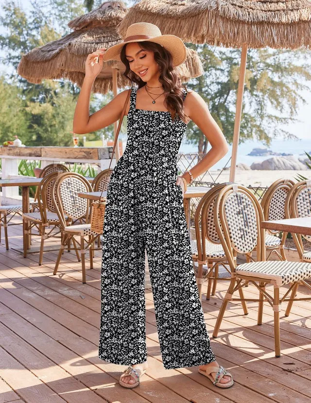 ekouaer-jumpsuits-boho-jumpsuit-damen-weites-bein-mit-taschen image 1
