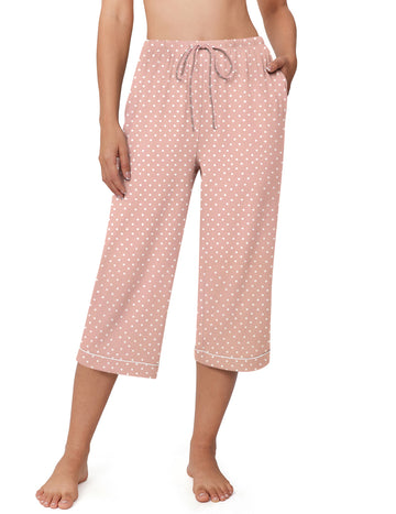 ekouaer-pajama-sets-schlafhose-capri-gemustert-kordelzug image 2