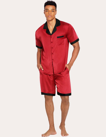 ekouaer-men-satin-schlafanzug-herren-kurz-seidenoptik image 6