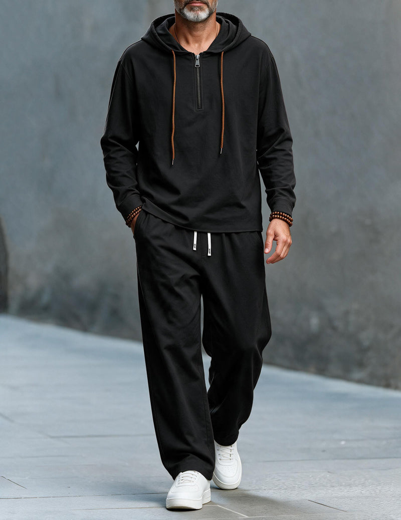 ekouaer-men-leinen-hoodie-set-wide-leg-grau image 4