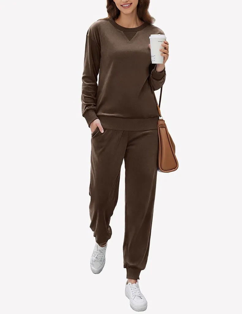 ekouaer-velvet-jogger-pjs-samt-schlafanzug-langarm image 1