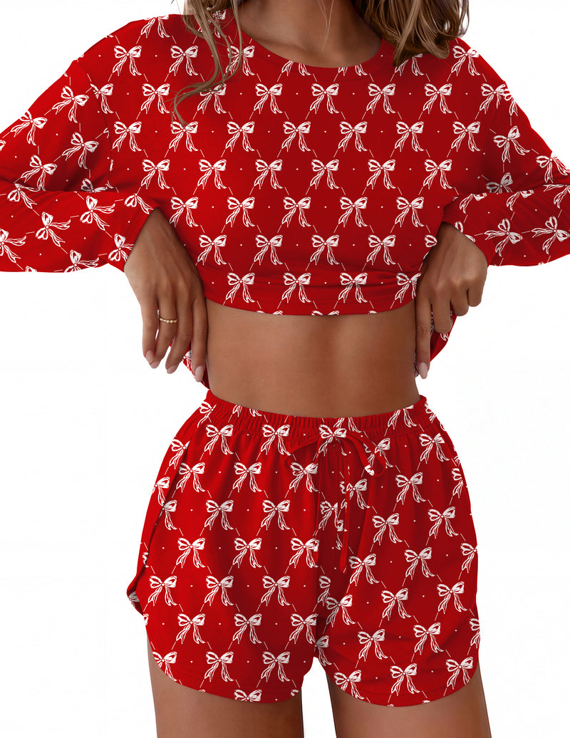 ekouaer-pajama-sets-shorty-langarm-rosa-leopard image 6