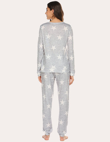 ekouaer-super-soft-print-schlafanzug-pyjama-sterne-langarm image 6