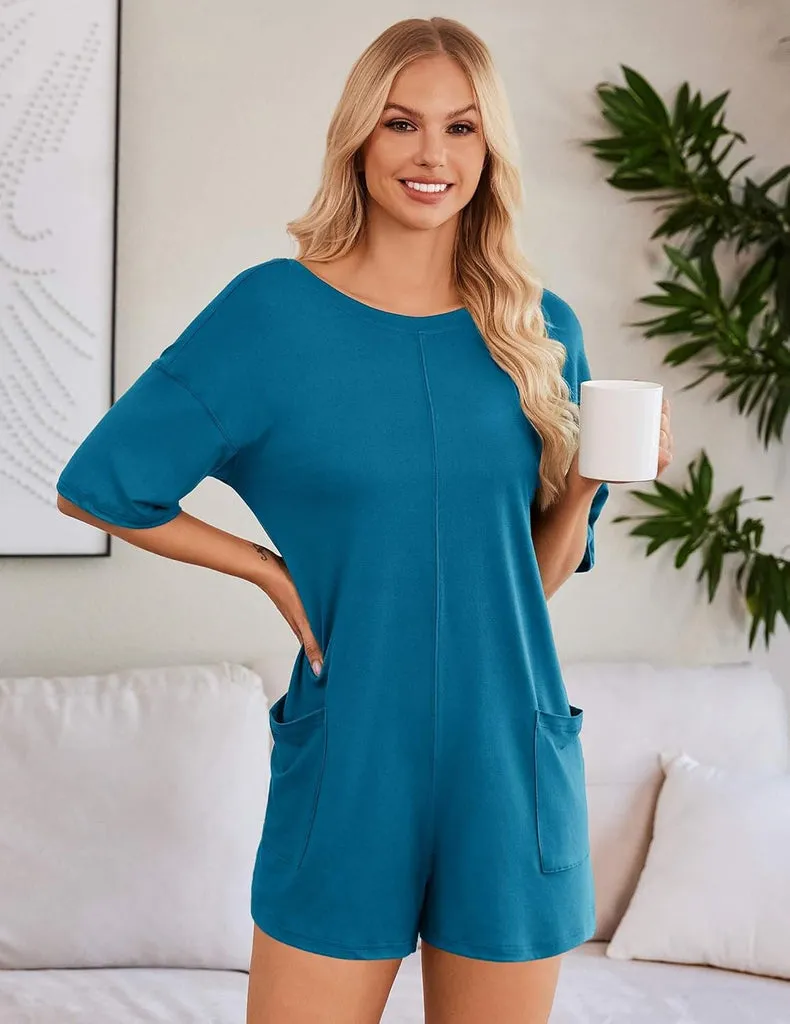 ekouaer-romper-jumpsuit-oversize-wende-kurzarm-taschen image 1