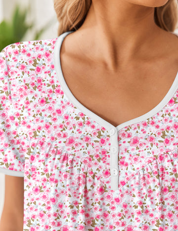 ekouaer-nightgowns-nachthemd-100-baumwolle-blumen-knopfleiste image 5
