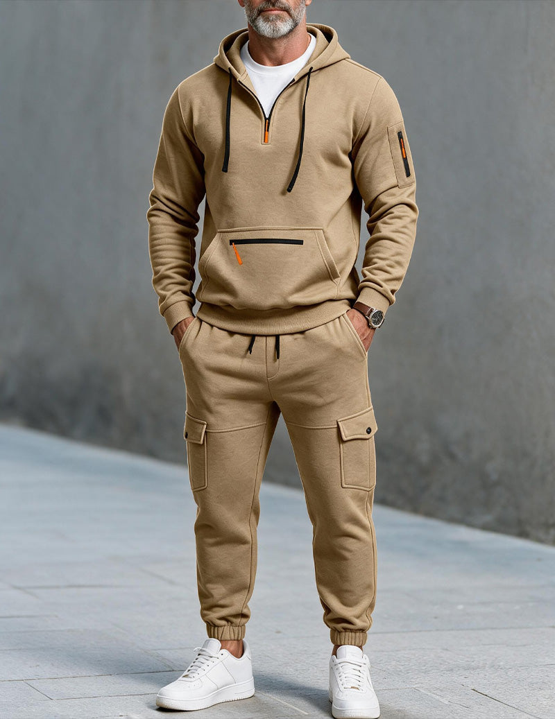 ekouaer-men-kapuzen-jogginganzug-fleece-navy-blue image 4