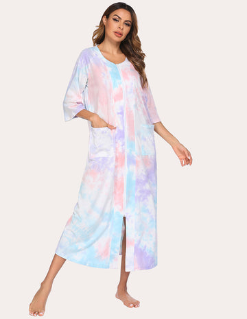 ekouaer-relaxed-three-quarters-sleeve-nachthemd-damen-3-4-arm image 2