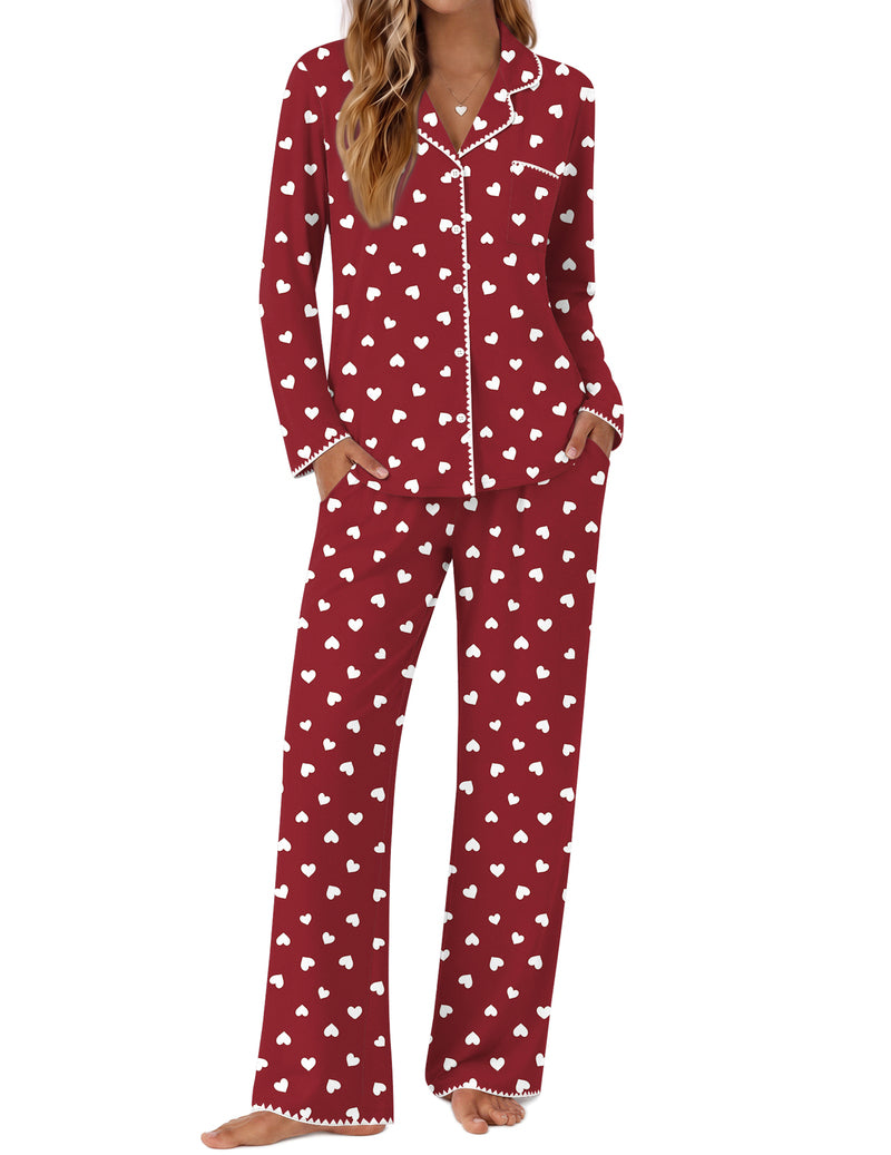 ekouaer-pajama-sets-schlafanzug-knopfleiste-dunkelblau image 4