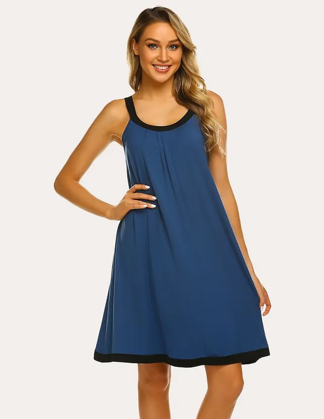 ekouaer-nightgowns-contrast-pleated-nachthemd-gerafft-elegant image 1