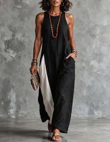 ekouaer-nightgowns-maxikleid-colorblock-seitenschlitz-rmellos image 3