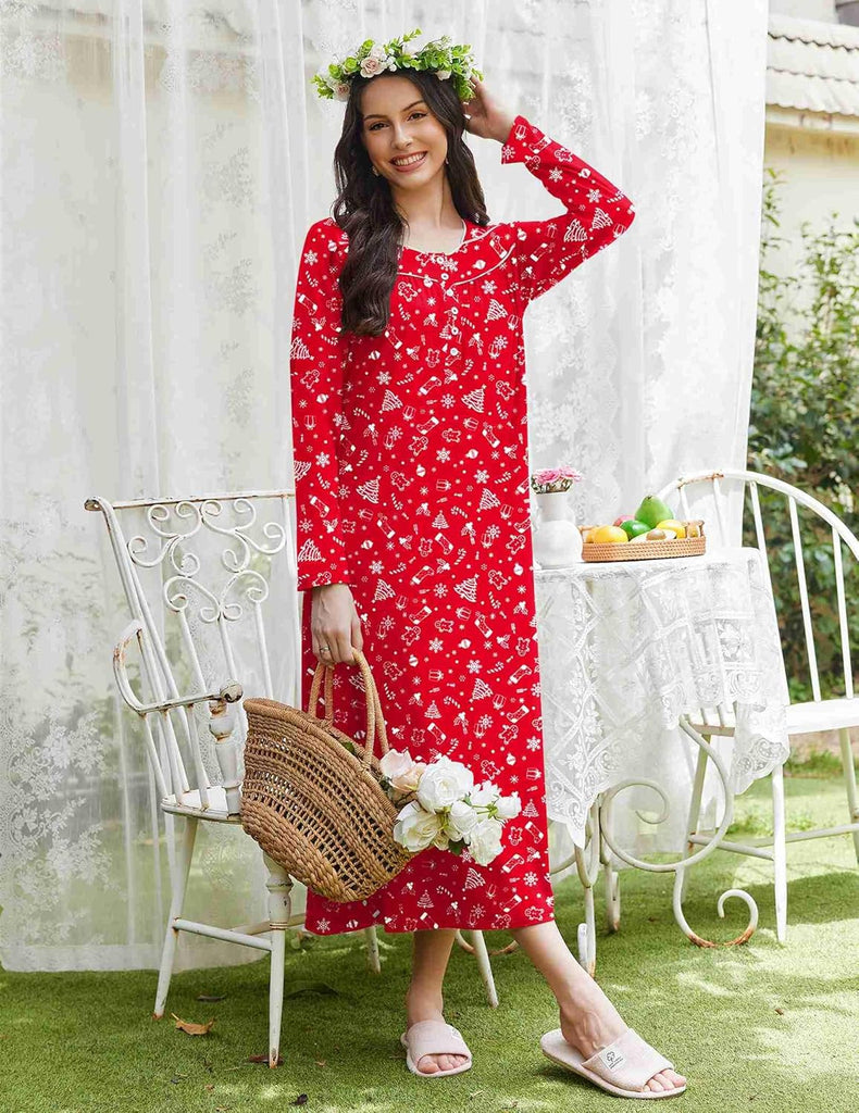 ekouaer-nightgowns-long-sleep-shirts-nachthemd-langarm-henley image 1