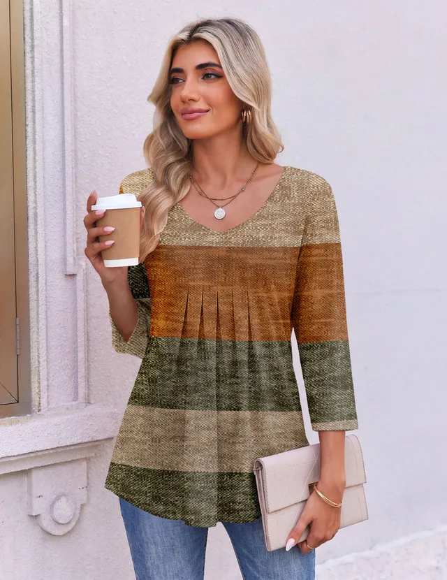 ekouaer-pajama-sets-oberteil-damen-wei-3-4-arm-v-ausschnitt image 1