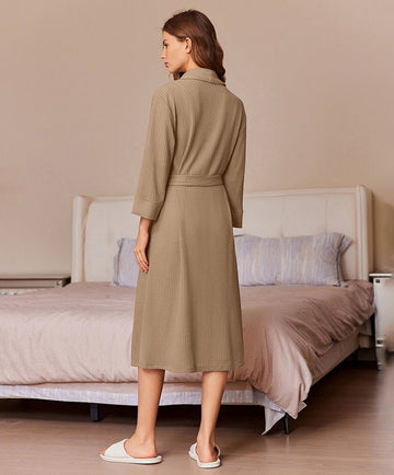 ekouaer-robes-waffel-bademantel-mit-schalkragen-und-taschen image 5