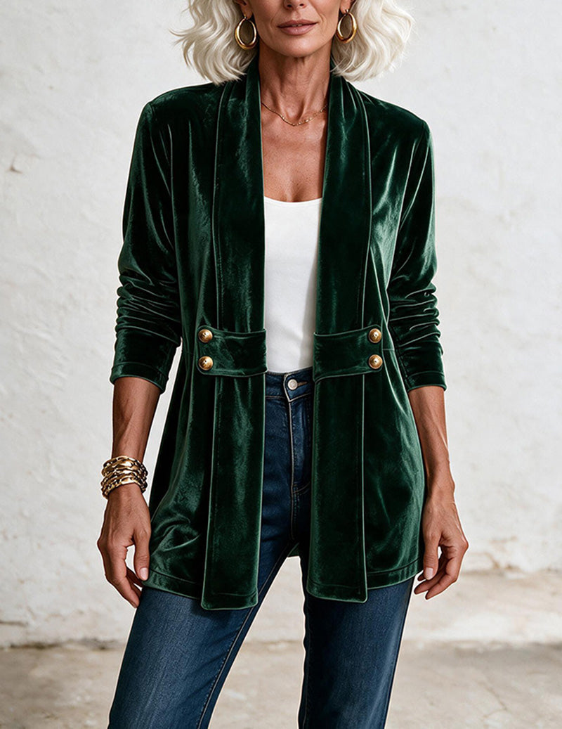 ekouaer-robes-velvet-cardigan-samt-mittellang-offen image 8