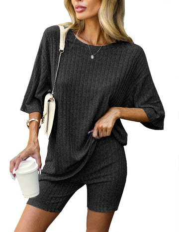 ekouaer-knit-pajamas-lounge-set-kurz-rippstrick image 6