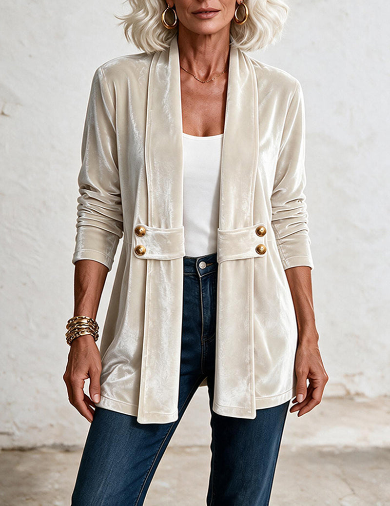 ekouaer-robes-velvet-cardigan-samt-mittellang-offen image 3
