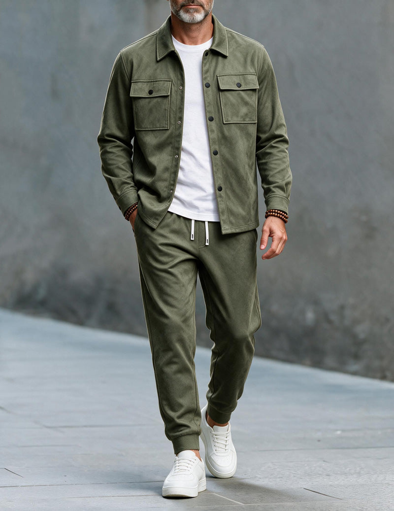 ekouaer-men-button-down-cargo-zweiteiler-herren-schwarz-xl-mit-jogger image 5
