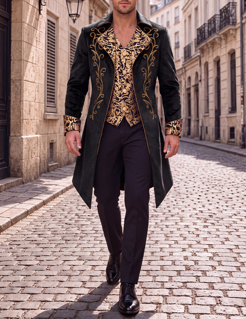 ekouaer-men-gothic-frack-jacke-herren-stickerei image 1