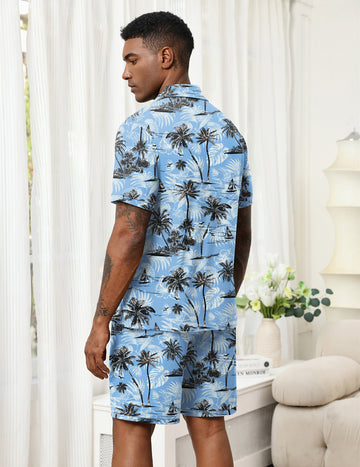 ekouaer-men-hawaii-pyjama-set-kurz-2-teilig-schlafanzug image 3