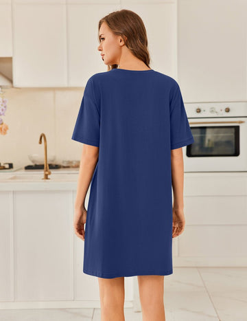 ekouaer-nightgowns-nachthemd-kurzarm-baumwolle-mit-tasche image 5