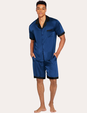 ekouaer-men-satin-schlafanzug-herren-kurz-seidenoptik image 4