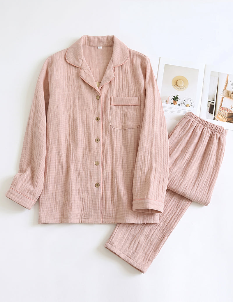 ekouaer-pajama-sets-baumwoll-schlafanzug-kariert-pink image 2