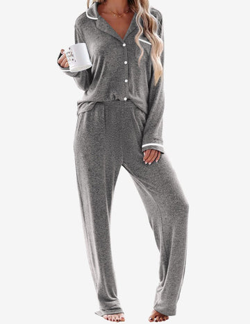 ekouaer-pajama-sets-pyjama-langarm-knopfleiste-2-teilig image 5