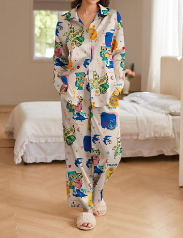 ekouaer-pajama-sets-satin-pyjama-print-langarm-2-teilig image 6