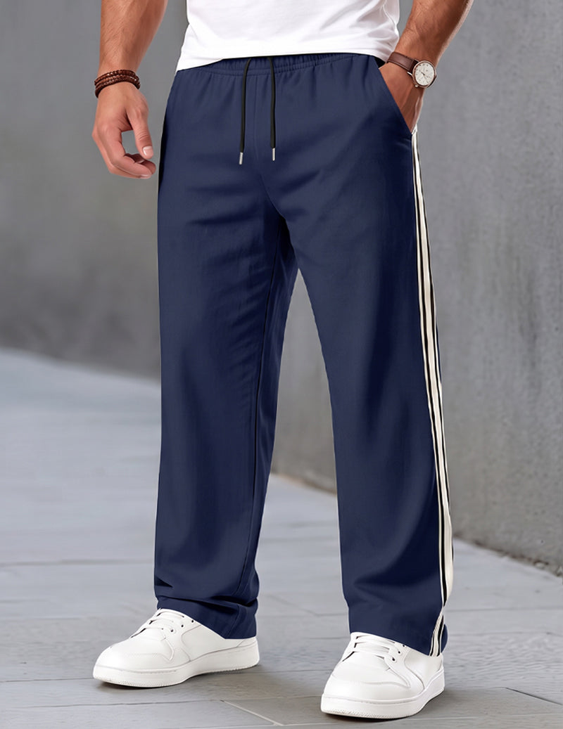 ekouaer-men-jogger-herren-navy-blue-streifen-taschen image 1