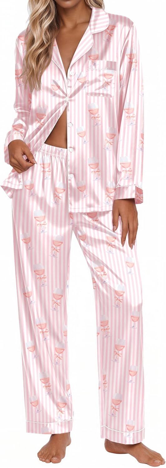 ekouaer-pajama-sets-satin-pyjama-leopard-knopfleiste-2-tlg image 3