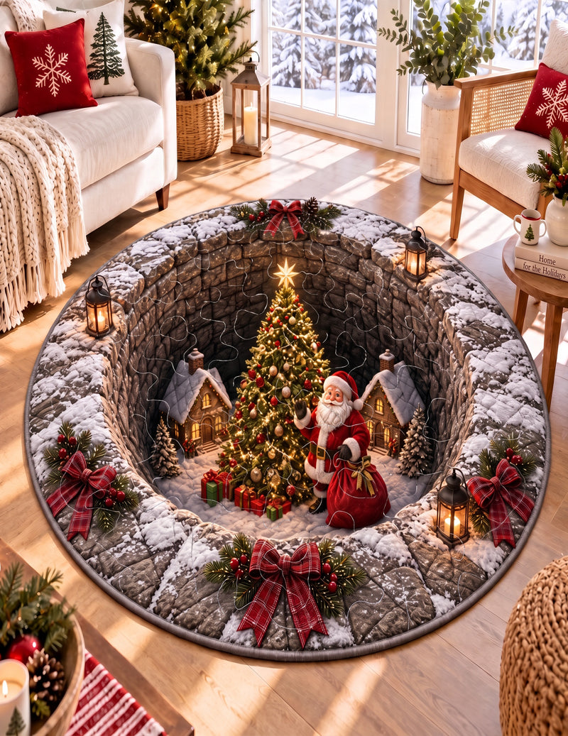 ekouaer-christmas-3d-t-rmatte-santa-village-40-inch-rund image 2