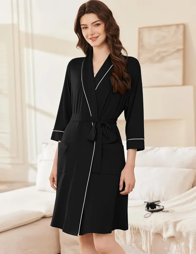 ekouaer-robes-kimono-shawl-bademantel-kurz-mit-taschen image 1