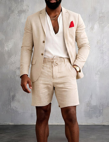 ekouaer-men-leinen-sommeranzug-blazer-shorts-wei image 3