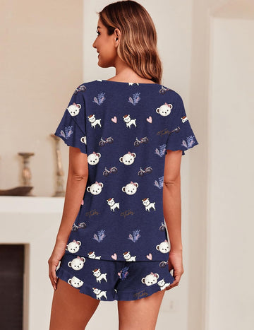 ekouaer-pajama-sets-teddy-r-schen-schlafanzug-shorts-2-teilig image 3