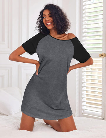 ekouaer-nightgowns-cotton-nachthemd-kurzarm-rundhals-baumwolle image 3