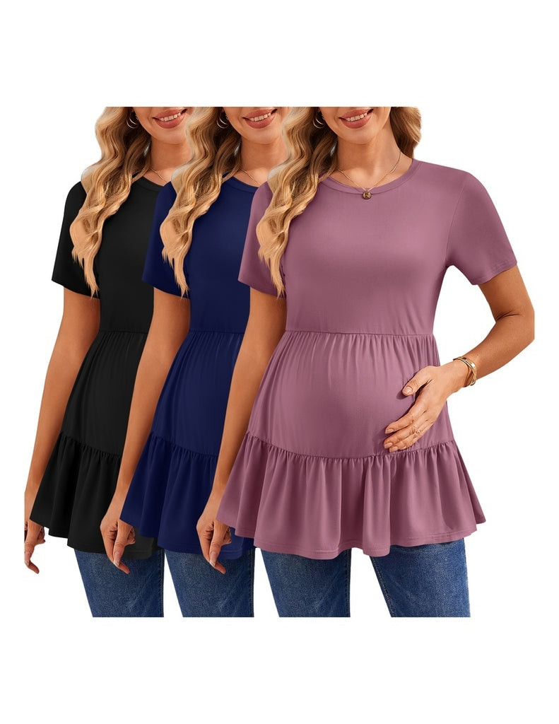 ekouaer-maternity-3er-r-schen-umstandsshirt-kurzarm image 1