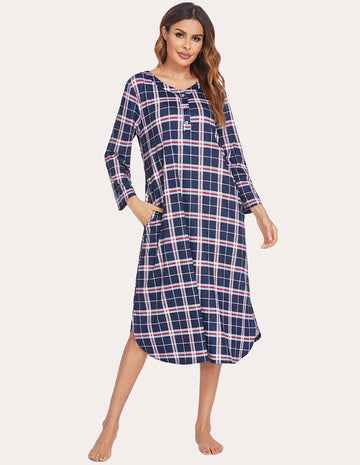 ekouaer-nightgowns-flanell-nachthemd-kariert-warm image 6