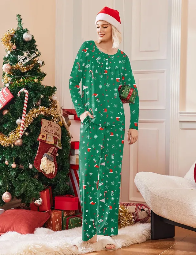 ekouaer-pajama-sets-schlafanzug-damen-langarm-2-teilig-taschen image 1