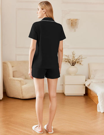 ekouaer-pajama-sets-cotton-schlafanzug-kurzarm-baumwolle image 5