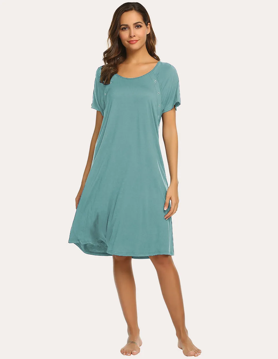ekouaer-maternity-still-nachthemd-kurzarm-aqua-green image 1