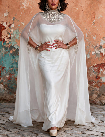 ekouaer-nightgowns-abendkleid-damen-lang-cape-perlen-chiffon image 4