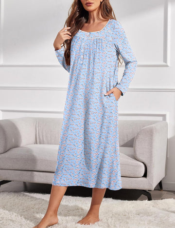 ekouaer-nightgowns-long-sleep-shirts-nachthemd-langarm-henley image 7