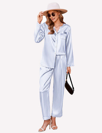 ekouaer-satin-long-sleeve-button-down-pyjama-2-teilig-langarm image 8