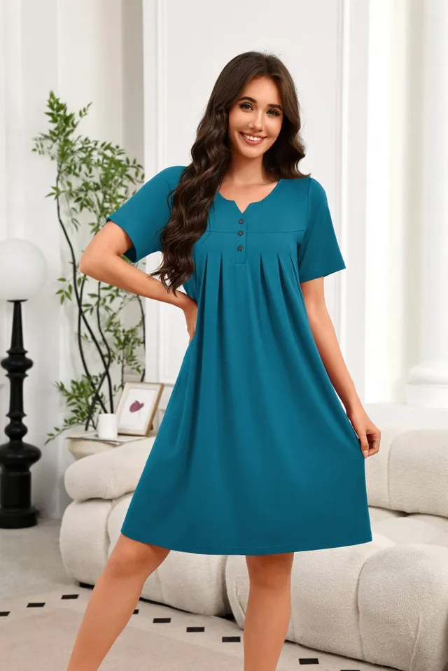 ekouaer-nightgowns-hauskleid-nachthemd-kurzarm image 1