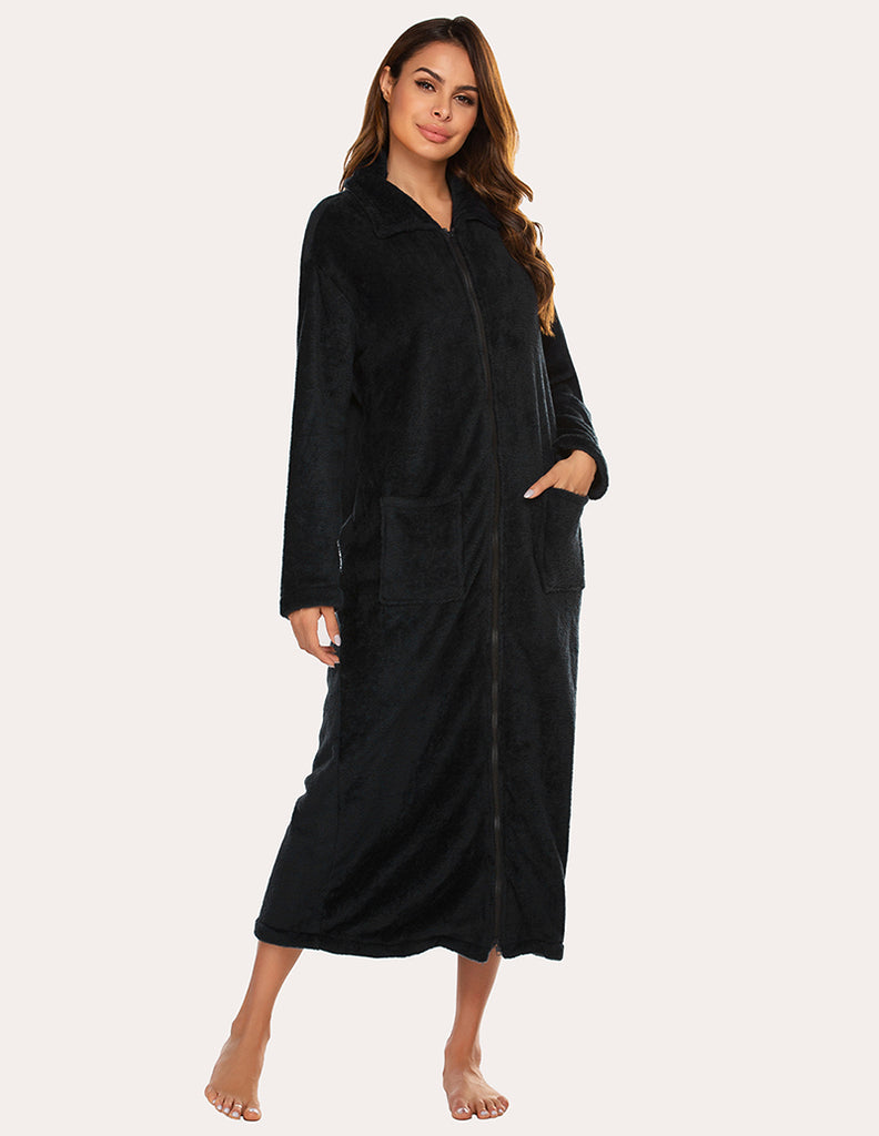 ekouaer-fleece-morgenmantel-lang-warm-flauschig image 1