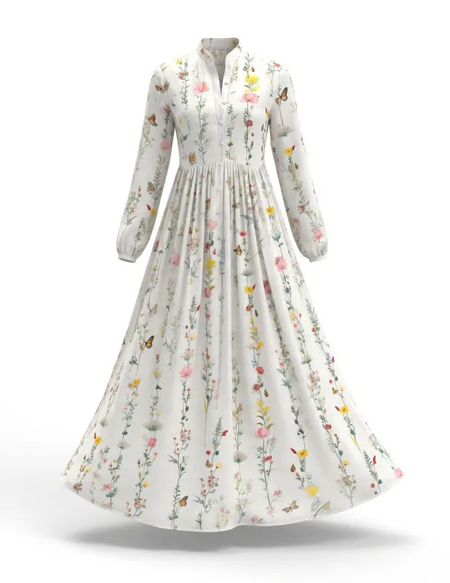 ekouaer-nightgowns-wildflower-butterfly-maxi-kleid-wei-langarm image 1