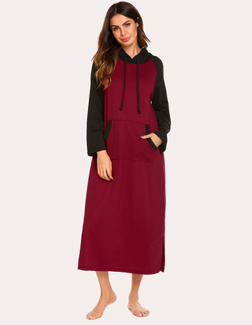 ekouaer-nightgowns-kapuzen-nachthemd-lang-baumwolle image 7