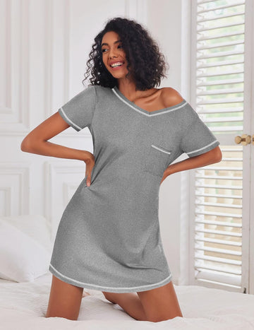 ekouaer-nightgowns-nachthemd-3er-pack-kurz-v-ausschnitt image 7