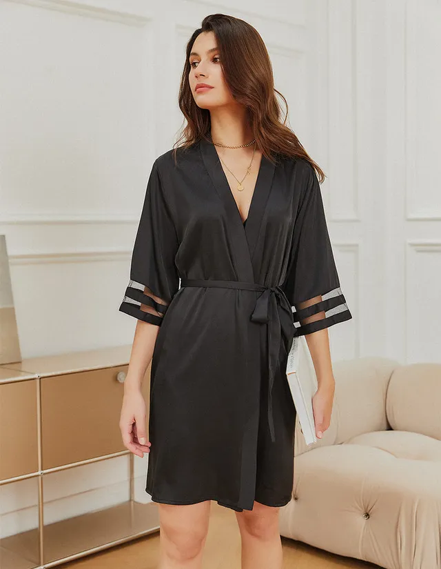 ekouaer-robes-satin-morgenmantel-3-4-glocken-rmel image 1